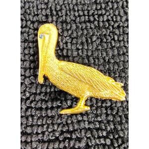 Vintage GARNAY Brooch Pin Seagull Pelican Bird Gemstone Gold Tone Collectable
